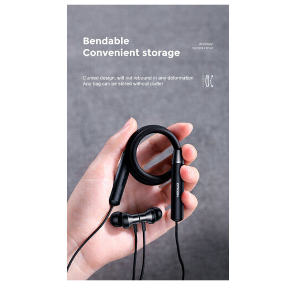 BLUETOOTH NECKBAND WIRELESS HEADPHONE BLACK ARBITRARY CURVED COLLAR DESIGN