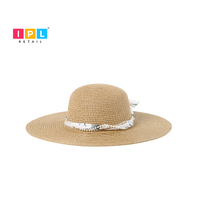 Floral-Adorned Straw Floppy Hat