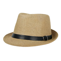 Paper Straw Fedora Hat with Buckle 