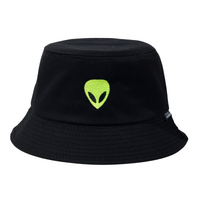 Alien Embroidered Bucket Black Hat 