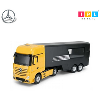Yellow Mercedes-Benz Container Truck Toy - 1:26