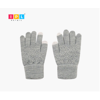 Textured Knitted Geometric Pattern Gloves 