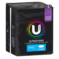 Kotex U Ultra Thin Wings Regular 14 Pack