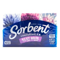 Sorbent Pocket Tissues Silky White | 6 Pack