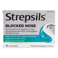 Strepsils |  Blocked Nose | Menthol Eucalyptus |16 Lozenges