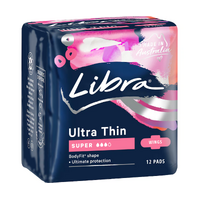 Libra Ultra Thins Pads Wings Super | Pack of 12 