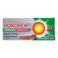 Nurofen Zavance Fast Pain Relief Liquid Capsules | 200mg Ibuprofen | 10 Capsules | Pack of 12