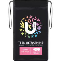U By Kotex Teen Ultrathin Pads Super Wings | Pack of 12