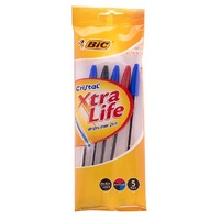 BIC Cristal Xtra Life 1mm Assorted Pen | Pack of 5