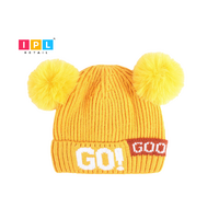 Solid Colour Baby Beanie Hat With Pom Pom Balls-Assorted