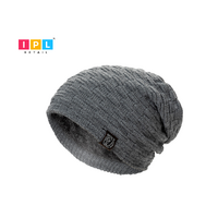 Slouchy Marled Beanie with Signature Emblem
