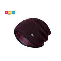 Burgundy & black color adult beanie