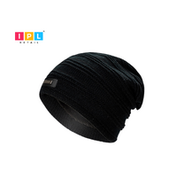 Black ,Ribbed Design Beanie For Adults
