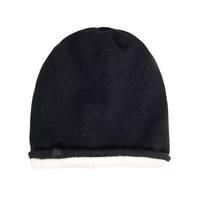 Black Acrylic Knit Beanie Cuffless