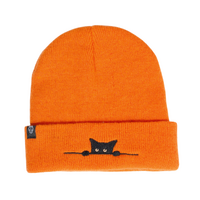 Fluorescent Orange Acrylic Knit Beanie