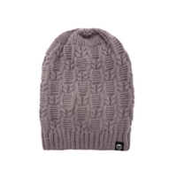 Grey Cabled Ribbed Beanie