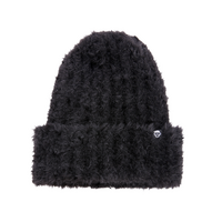 Black Faux Fur Ribbed Beanie
