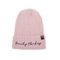 Pink Sneaky Monkey Script Beanie
