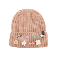 Cute Decorative Charms Beige Beanie