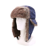 Navy Faux Fur Trapper Hat