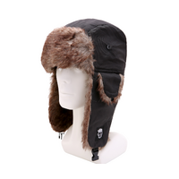 Black Faux Fur Trapper Hat