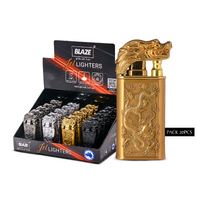 Dragon Embossed Dual Flame Lighter | Regular & Blue Jet Flame | Pack of 20