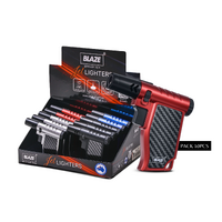 Carbon-Style Grip Lighter |  Blue Jet Flame | Pack of 10