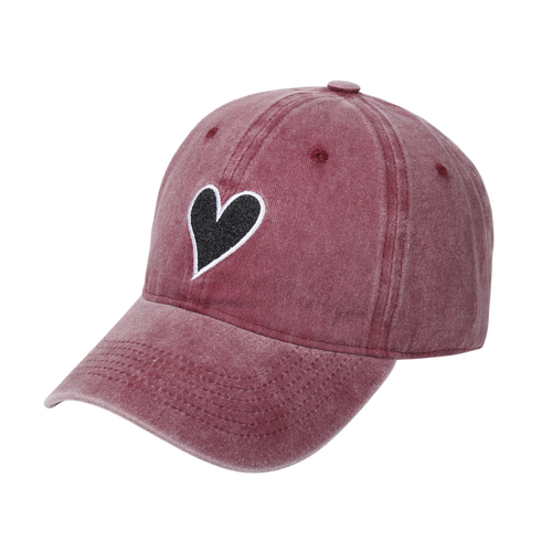 Heart Structured Burgundy Baseball Cap