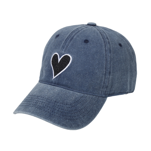 Heart Structured Denim Baseball Cap