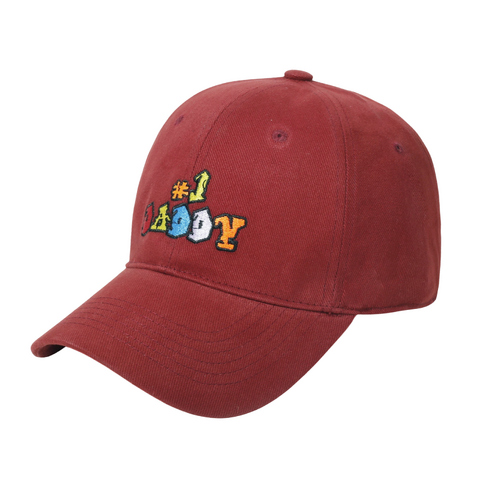 #1 Daddy Embroidered Red Baseball  Cap 