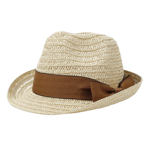Classic Beige Paper Straw Fedora Hat 