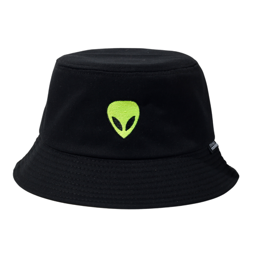 Alien Embroidered Bucket Black Hat 
