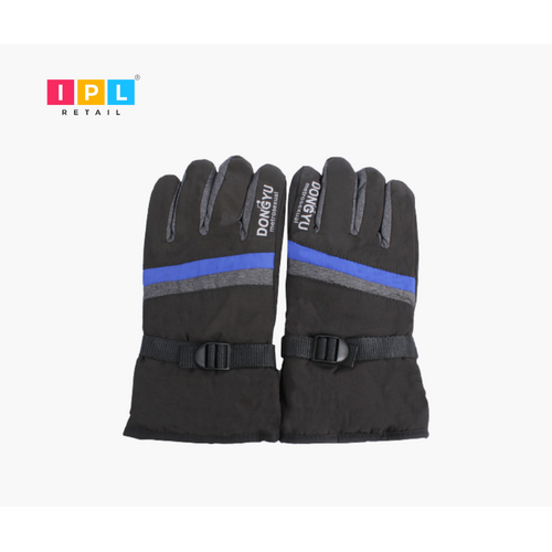 Winter Warm Motorcycle Riding Gloves with Blue Stripe