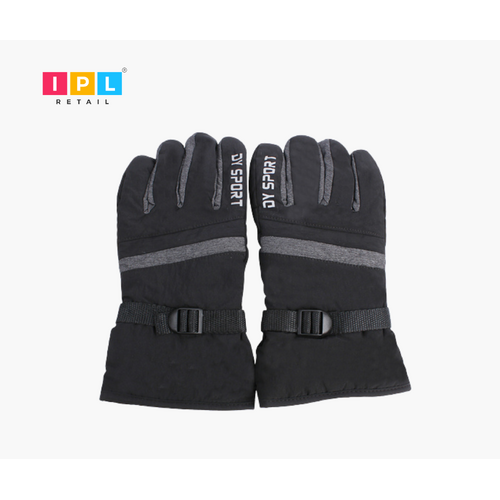 Winter Warm Motorcycle Riding Gloves with Grey Stripe