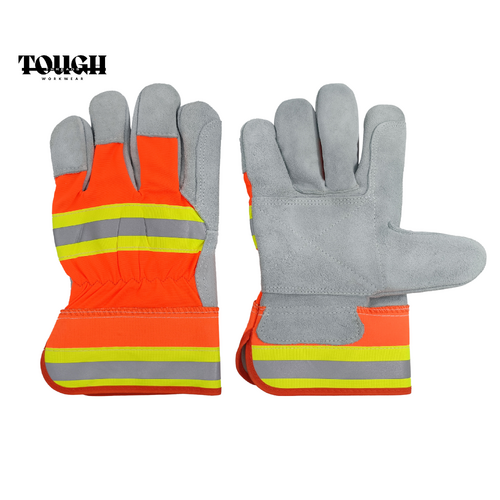 Hi-Viz Leather Safety Gloves | Universal Fit