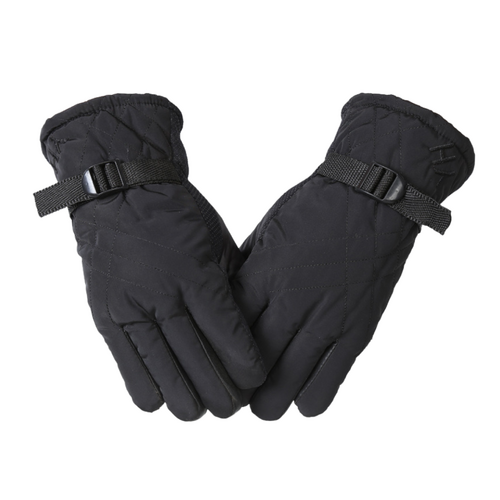 Black Quilted Ski Gloves