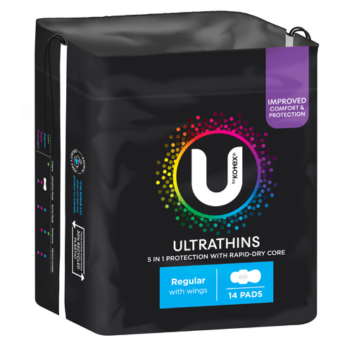 Kotex U Ultra Thin Wings Regular 14 Pack