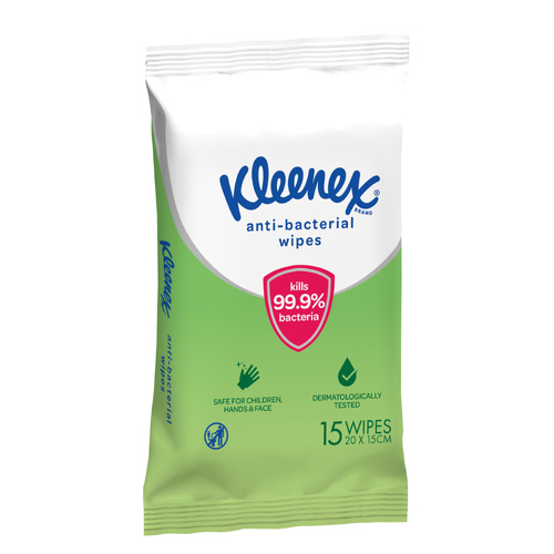 Kleenex Anti-Bacterial Wet Wipes 15 Pack