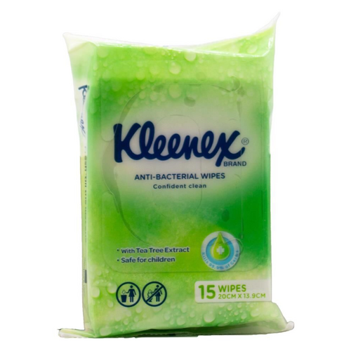Kleenex Anti-Bacterial Wet Wipes 15 Pack | 20cm x13.9cm