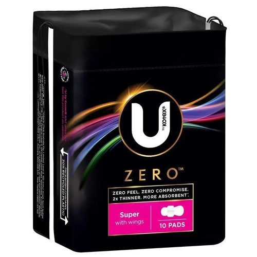 U by kotex zero pads super with wings 10 pack