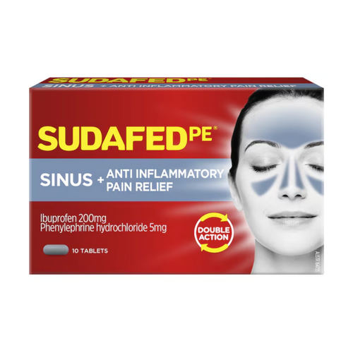 Sudafed PE Sinus & Anti-Inflammatory Pain Relief 10 Tablets | 200mg