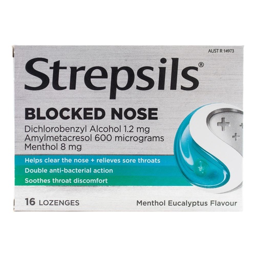 Strepsils |  Blocked Nose | Menthol Eucalyptus |16 Lozenges