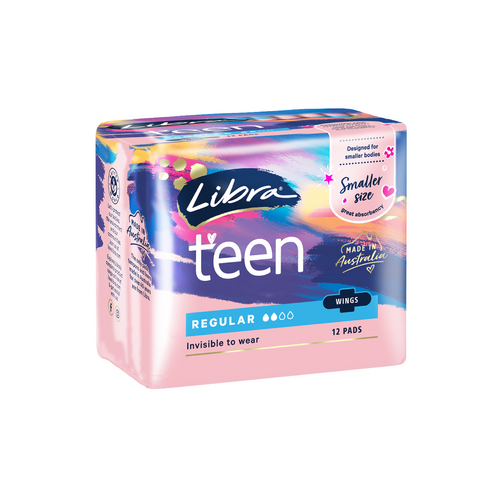 Libra Teen Regular Pads with Wings | Pack of 12 