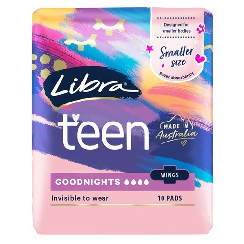 Libra Teen Goodnights Pads with Wings | Pack of 10