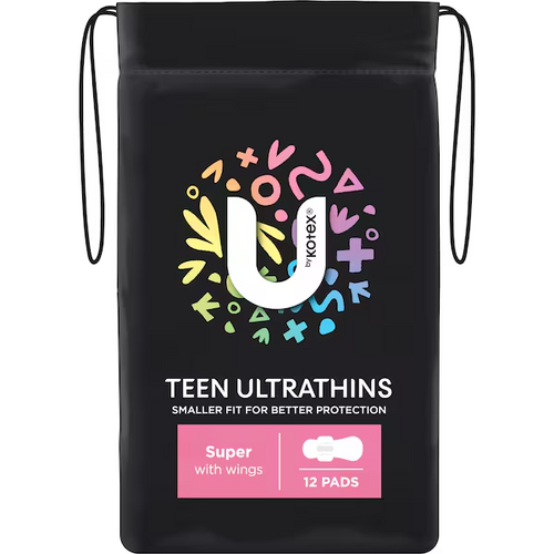 U By Kotex Teen Ultrathin Pads Super Wings | Pack of 12