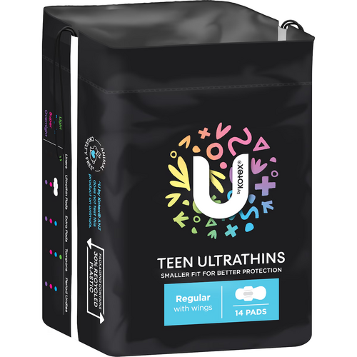 U by Kotex Pads Ultrathin Teen Regular Wings | Pack of 14