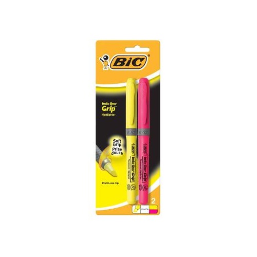 BIC Brite Liner Grip Highlighters | Assorted | Pack of 2
