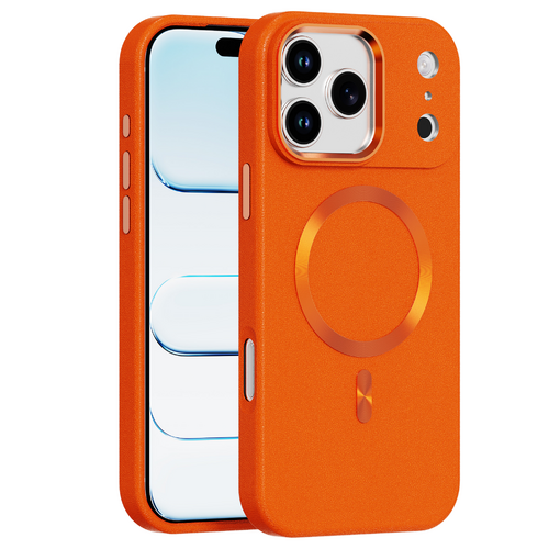 iPhone 17 Pro Max Case, Orange Matte Textured Cover with Raised Camera Guard, 9D Tempered Glass, Anti-Slip Protection