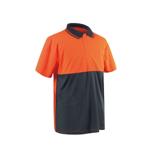 Orange / Navy Hi-Vis Half Sleeve Polo (M)