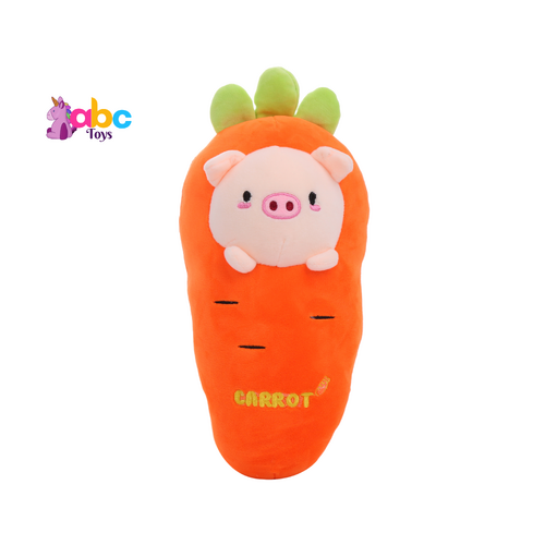 Soft N Big Carrot Plush Toy With a Bear n Pig Face On It